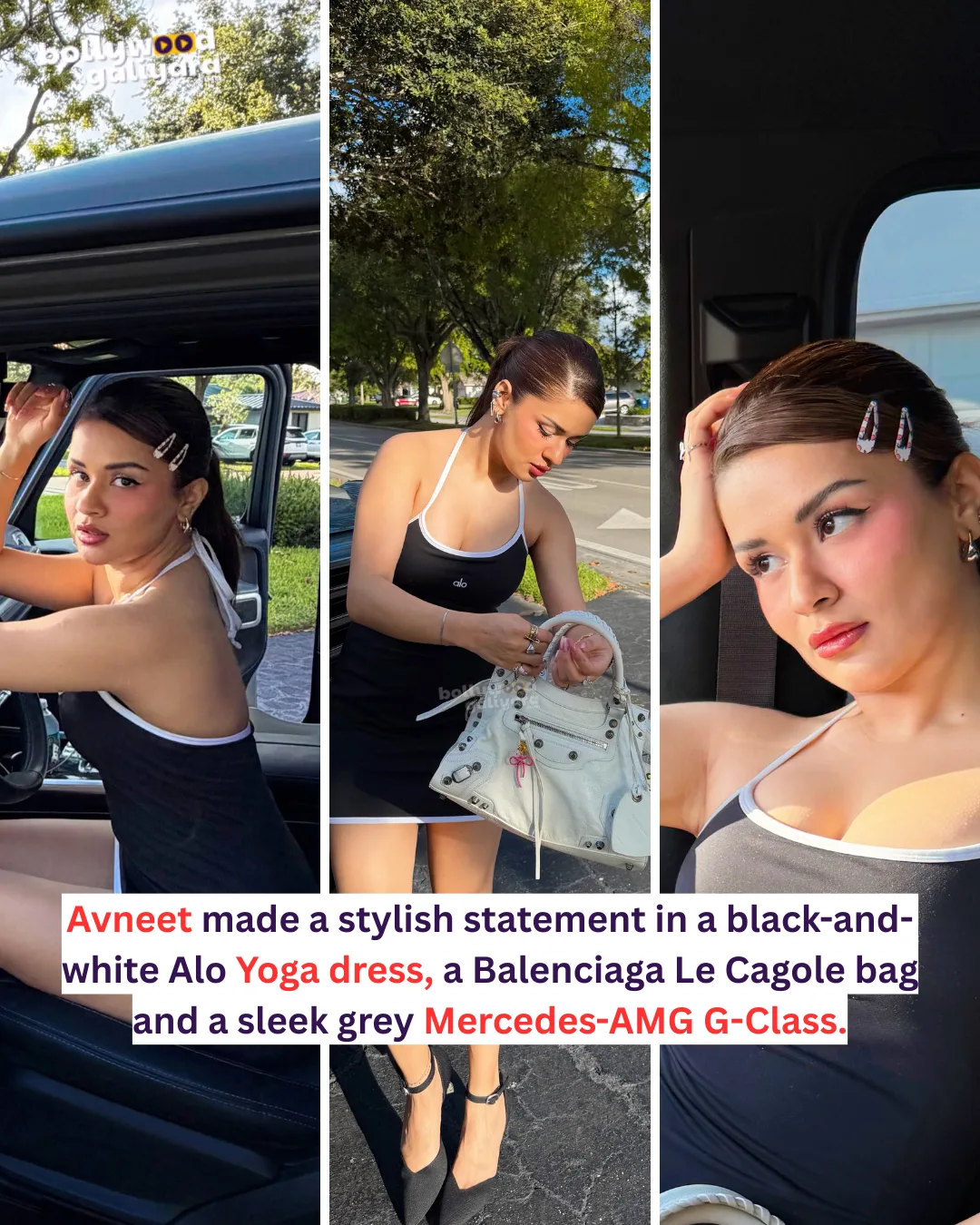 Avneet Kaur Turns Heads in Black Halter Dress and Luxury Mercedes G-Wagon Photos